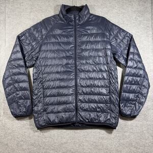 Uniqlo Ultra Light Down Jacket Mens M Navy Puffer Full Zip Packable Outdoor